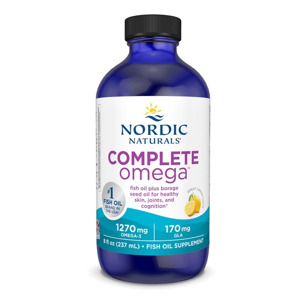 Nordic Naturals Complete Omega, Lemon Flavor - 8 oz - 1270 mg Omega-3 - EPA & DHA with Added GLA - Healthy Skin & Joints, Cognition, Positive Mood - Non-GMO - 48 Servings