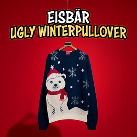 United Labels Winter Jumper Polar Bear Ugly Sweater for Men, Blue, Sweatshirt, 100% Polyacrylic, blue