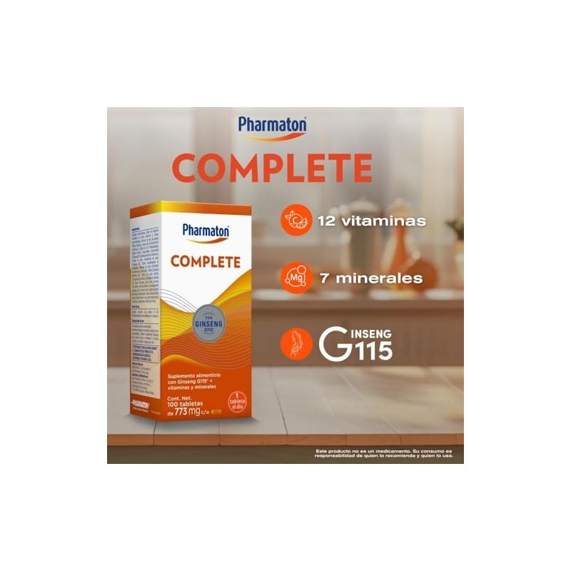 Pharmaton Complete suplemento alimenticio, Gingsen G115+ vitaminas, 200tabs