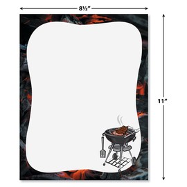 BBQ Summer Letter Papers - Set of 25, BBQ Stationery Papers, 8 1/2" x 11", Compatible Computer Paper, Father's Day Letterhead, Father's Day BBQ