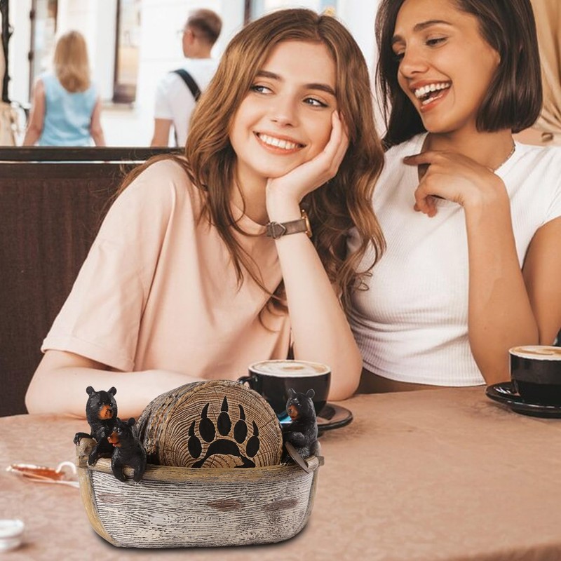 Bear Coasters - 8 Full Size Rustic Coasters for Log