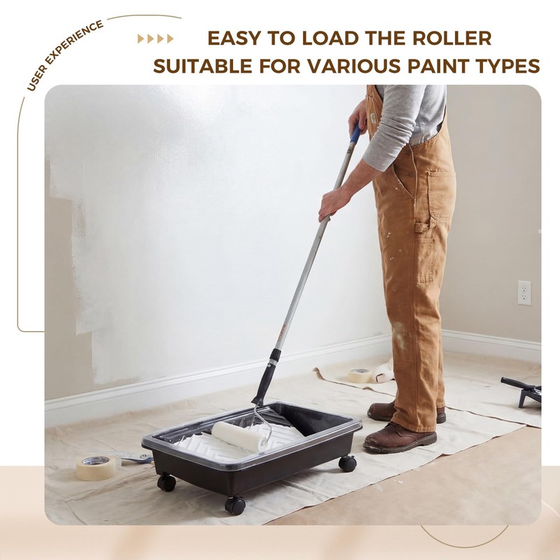 20 Inch Rolling Paint Tray with Wheels, Large Capacity &