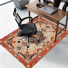 Xuzrdaa Chair Mat for Hardwood Floor/Tile Floor, Low Pile Desk Chair Mat for Hard Floors, Office Floors Mats Chair Rug for Rolling Chair, Computer Gaming Chairs Mats (red 01,36"x 48")