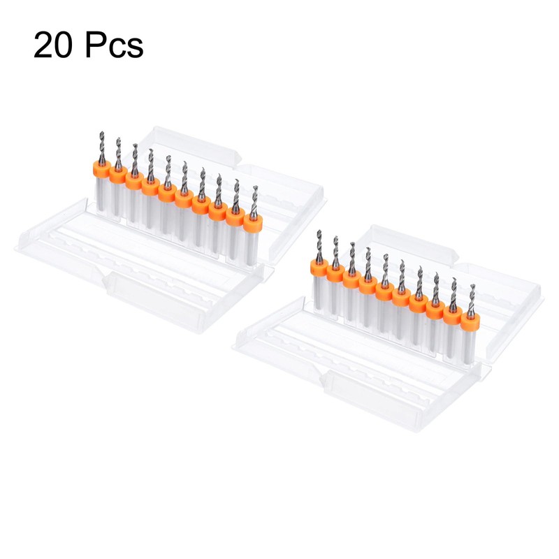 QUARKZMAN 20 Stück Micro-PCB-Bohrer 1,95 mm / 0,0768" Wolframstahlkarbid-Twist-Mini-Bohrwerkzeug mit