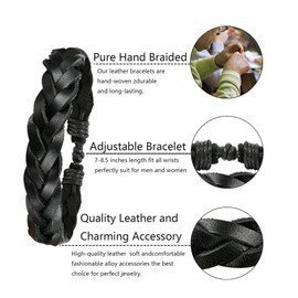 KALVICA 29PCS Braided Leather Bracelets for Men Women Adjustable Vintage Rope Wrap Wristbands Bracelet Set Men Ethnic Tribal Bracelets Black Brown
