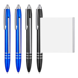 FANTESI Pack of 4 Ballpoint Pens with Cheat Sheet, Ballpoint Pen with Extendable, Note Spicker Ballpoint Pen with Refills, Ballpoint Pen High Quality for School, Office, Business (Black, Blue)