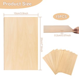 Aweisile Balsa Wood Panels Pack of 15 Balsa Wood Panels Plywood Balsa Wood Plate Plywood Wooden Board Balsa Board Wooden Panels for Crafts for Paintings Wood Projects and Engravings 200 x 100 x 2 mm