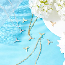 SUPERFINDINGS Pack of 18 Whale Tail Charms 3 Colours Brass Mermaid Fishtail Pendant Metal Dolphin Whale Fishtail Charms for Jewellery DIY Necklace Bracelet Bore: 0.5 mm
