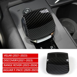 CHARMINGHORSE 1 Piece Black Carbon Fiber Car Gear Shift Knob Cover Interior Trim Compatible with Land Rover Velar Range Rover Discovery Jaguar F-Pace