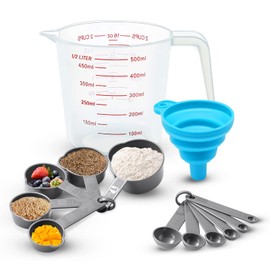 Cucharas medidoras y tazas medidoras, juego de 13 tazas medidoras graduadas de precisión apilables y cucharas medidoras, cucharas medidoras de cocina, cucharadita pequeña para sólidos líquidos y polvos (gris)…