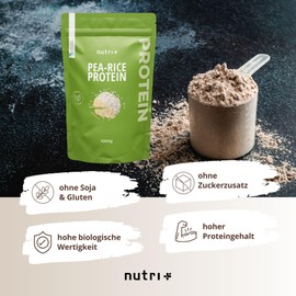 Erbsenprotein + Reisprotein Neutral 1 kg - Veganes Eiweißpulver ohne Soja, Zucker, Laktose und Süßstoff, Sucralose - Natural Protein 1000 g - 77% Eiweiß