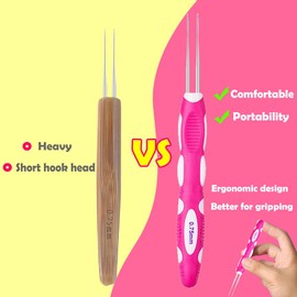 Dreadlocks Crochet Hooks with Ergonomic Handle, Braid Hair Locking Tool, 3pcs Dreadlock Crochet Needle 0.75mm…