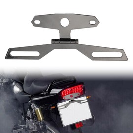 License Plate Base License Holder License Plate Holder Folding Adjustable Easy Installation Motorcycle License Plate Frame Motorcycle Rear Light License Plate Bracket for Motorcycle Bike Black