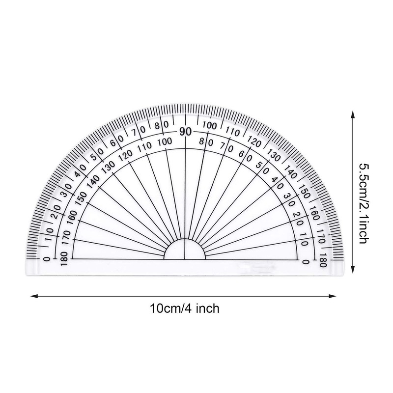 Plastic Protractor 180 Degree Math Protractors 4 inch Math Geometry