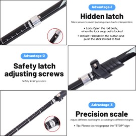 Hiking Walking Trekking Pole - Lightweight Aluminum Ergonomic EVA Handles, Telescopic, Collapsible, Ultralight For Hiking, Camping, Mountaining, Backpacking, Walking With Anti-shock (Purple)