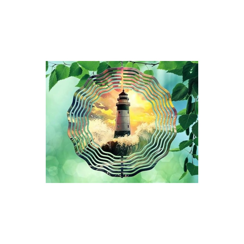 Liberty Flags & Gifts 8 Inch Lighthouse Ocean Waves Hanging
