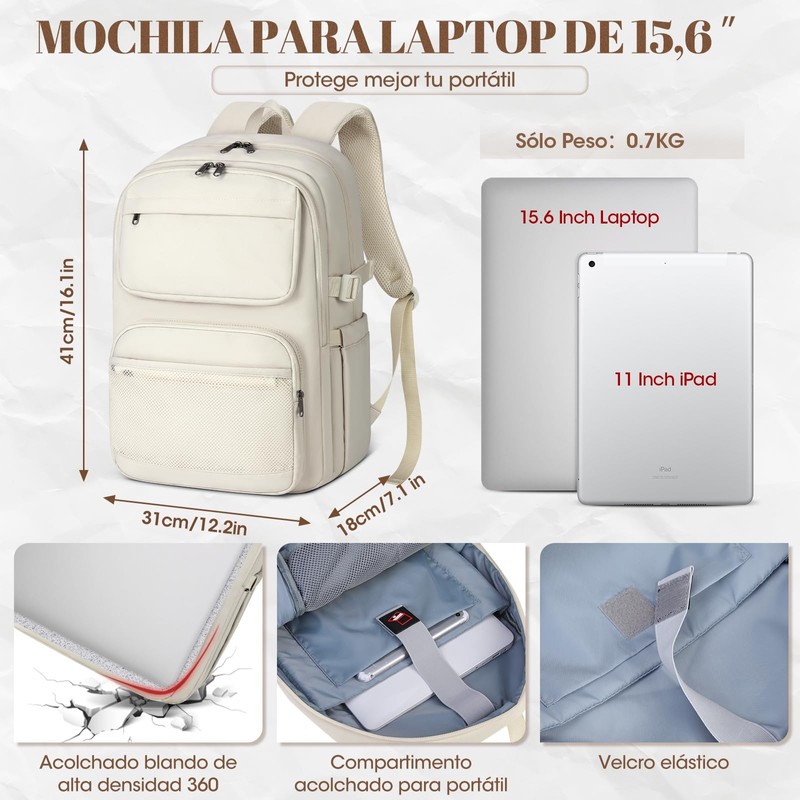 NUBILY Mochila para Laptop 15.6 Pulgadas,Mochila de Viaje para Computadora