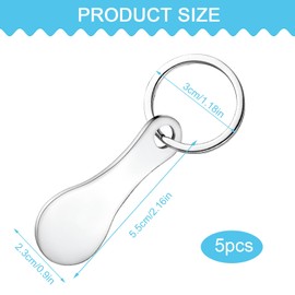 MOVYEE Pack of 5 Shopping Trolley Token Key Chains, Shopping Trolley Remover, Metal, Removable Shopping Trolley Token (Style 2)