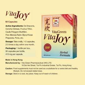 Vita Green Vita Joy Natural Herbal Stress Relief Supplement, Mood Boost, Calm Relaxation-60 Capsules