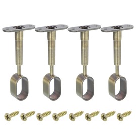 sourcing map 4 Pcs Oval Closet Shelf Bracket Rail, Wardrobe Rod Tube Support Bracket Height Adjustable, Full Though Pipe Holder Socket Bracket with Screws for Cabinet Wardrobe Bronze