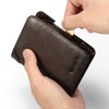 MANBANG Mens Wallet Zipper Genuine Leather RFID Card Holders Cowhide