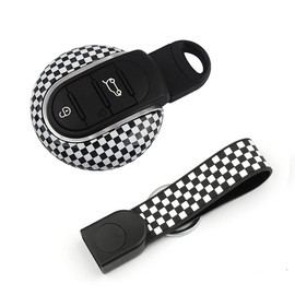 MANG JIANG Union Jack Design Remote Key Case Fob Shell For Mini Cooper KeyCase Cover F54 F55 F56 F60 KeyChain 2014+, Checkered, standard