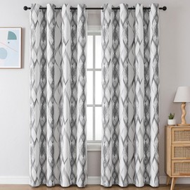BULLPRINCESS Blackout Curtains 84 Inch Length 2 Panels Set for Bedroom/Living Room, Noise Reducing Window Treatment Thermal Insulated Drapes, Curves & Circles Grey, W 52xL 84 Inch