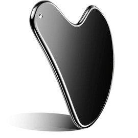 Stainless Steel Gua Sha Facial Tools Guasha for Face Metal Gua Sha Tighten Skin Massage Guasha Beauty Tool for Body Eyes Neck Massager with Travel Pouch Skin Care Gifts - Colour: black