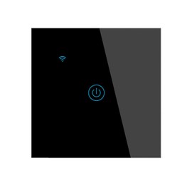 Smart Touch Light Switch with LED Backlight, Black, 1 Gang Waterproof Switch, WiFi 2.4GHz Touch Switch, Smart Life/Tuya Remote Control, Works with Alexa, Google Home
