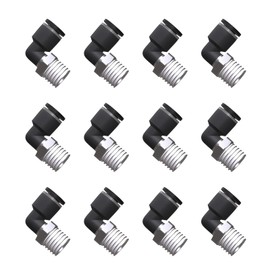 EterMutable 12Packs 1/4" OD Tube x 1/8" NPT Thread Elbow Push to Connect Fittings,Pneumatic Male Quick Connect Air Line Hose Fittings Accessories