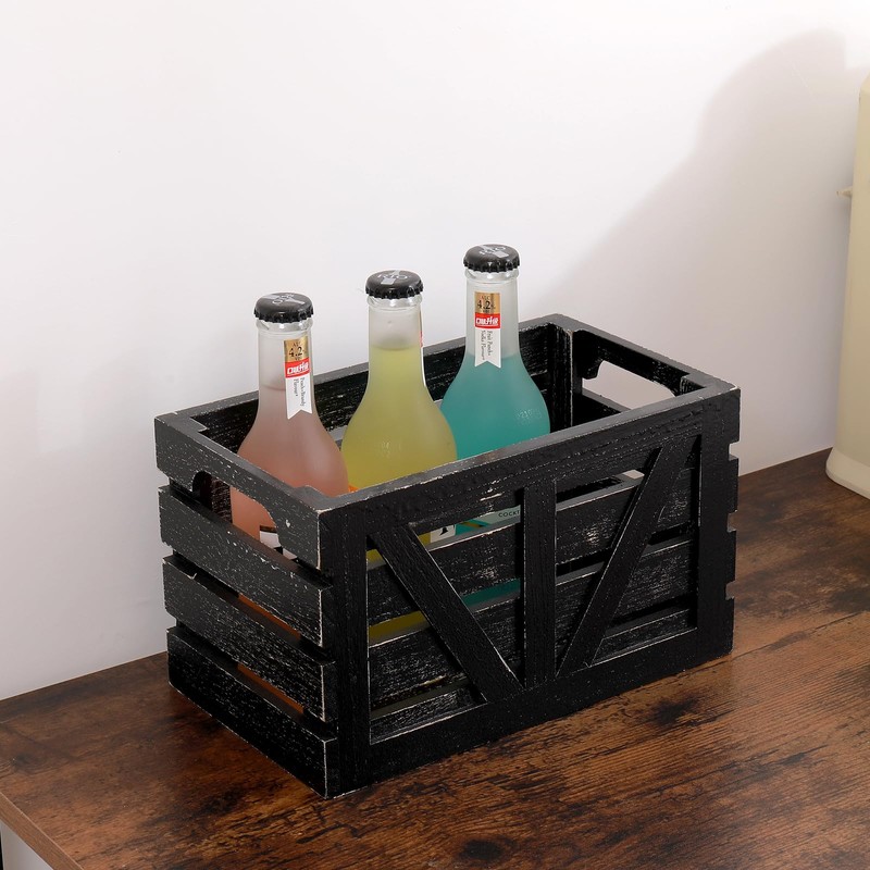 HTAYUXWO Storage Crates Nesting Wooden Boxes 3 Pack,Wood Storage Crates