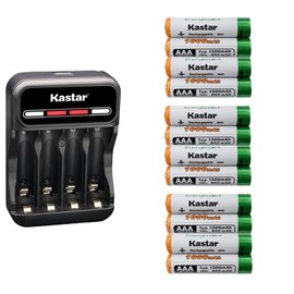 Kastar 12-Pack AAAJ 1.2V 1000mAh Ni-MH Battery and CMH4 Charger Compatible with Panasonic KX-TGE236B KX-TGE240 KX-TGE240B KX-TGE242 KX-TGE242B KX-TGE243 KX-TGE243B KX-TGE244 KX-TGE244B KX-TGE245