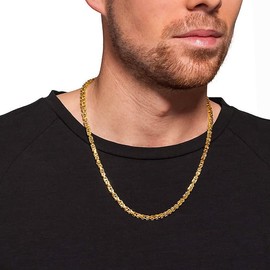 VEXXS Men's Chain 4/6 mm, 18K Gold Coated Stainless Steel Byzantine Gold Chain for Men, Women, Girls, Men, Boys, Hip Hop Jewellery Gift, 45–65 cm, Gold