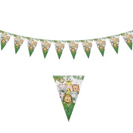Jungle Safari Banners Animals Theme Party Decorations 2.5M Animal Birthday Bunting with 20cm Triangle Flags for Baby Shower Anniversary Zoo Party Supplies