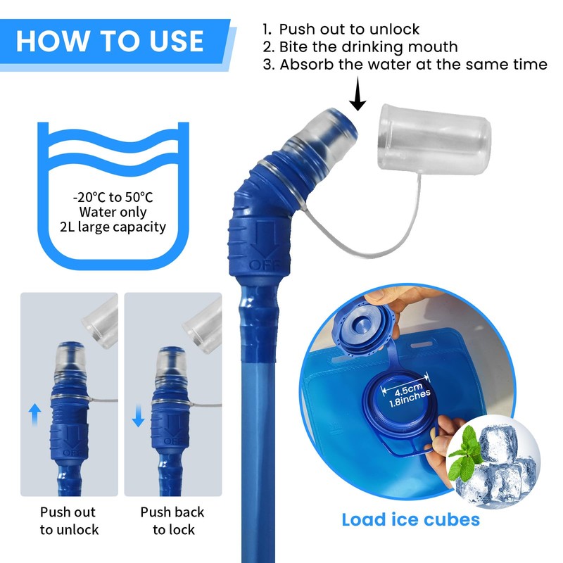 Lnopever Hydration Backpack: Water Backpack with 2L Water Bladder, Lightweight