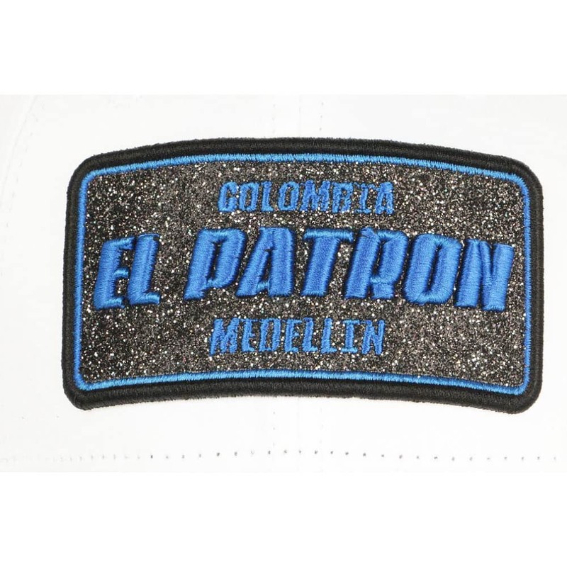 El Patron Cap White Blue Rhinestone Silver Colombia Baseball -