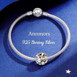 Annmors Jewellery Charms Birthday Hearts Pendant S925 Sterling Silver Birthstone Bracelet Bead & Cubic Zirconia for European Bracelets Necklace, Jewellery Gift Christmas for Men and Women, Silver