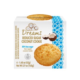 Reduced Sugar Coconut Cookie – Macaroons, Healthy Snacks, Gluten-Free, Protein and Nutrient Packed – DREAMS COCONUT – Pack of 4 (x 1.48oz/42g), 5.92oz/ 168g