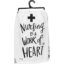 Primitives by Kathy LOL Dish Towel, 28"x 28", Nursing is A Work of Heart