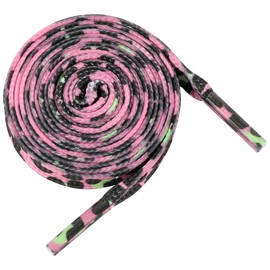 Elerevyo Printed Shoelaces Animal Pattern Flat Shoe Laces for Sneakers Shoestring 2 Pairs 140cm/55.12" Dark Pink-Black