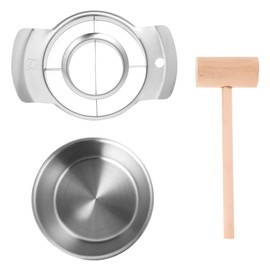 1 Set Pomegranate Peeler Stainless Steel Pomegranate Deseeder Tool with Bowl and Wooden Hammer, Manual Peeling Tool, Pomegranate Seeder Remover, Kitchen Gadgets for Peeling