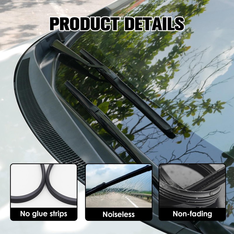 Set of 4 Black Rubber Wiper Blades 800mm