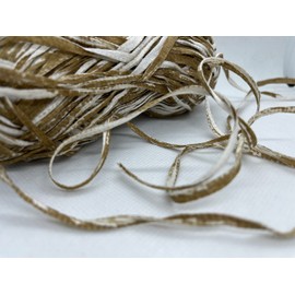 Ice Yarns Cotton Tape Print #56788 Old Gold (Greenish-Tan) and White 100% Cotton Ribbon 1.76 Ounces (50 Grams) 82 Yards (75 Meters)