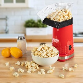 Great Norther Popcorn Hot Air Popper Popcorn Maker - 1200W Electric Hot Air Popcorn Popper - Quick Oil-Free Mini Pop corn Machine - Pop Corn Maker with Measuring Cup (Red)