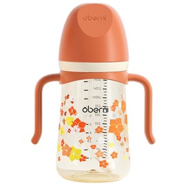 Oberni Learning Cup with Straw, Baby Drinking Bottle from 6 Months, Children's Drinking Cups, Leak-Proof, Dishwasher Safe, BPA-Free, PPSU, 300 ml, Orange, Pack of 1