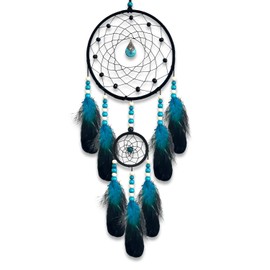 Dream Catchers, Two Ring Dream Catchers for Wall Hanging, Blue Black Feather Dream Catchers for Bedroom Adult Kids Boys Wall Art Ornament Craft Gifts