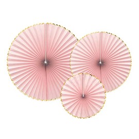 Paper Rosettes Decoration 23-40 cm Set of 3 Decorative Fans Paper Fan Flowers Hanging Wedding Birthday Pink