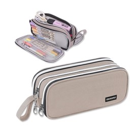 COLOCASTLE COLOCASTLE Federmäppchen Mäppchen Federmappe groß mit 3 Fächern Federtasche Mädchen Jungen Teenager Pencil Case Schlamppermäppchen für Schule Büro (Grau)