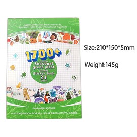 Qaxrocyn 1700+ Pcs Unique Seasonal Green Plants Annual Planner Stickers for Boys Girls Students Teens, 24 Sheet Ideal Planner Note Decals Pack for Journals, Calendars,Notebook,Scrapbook.