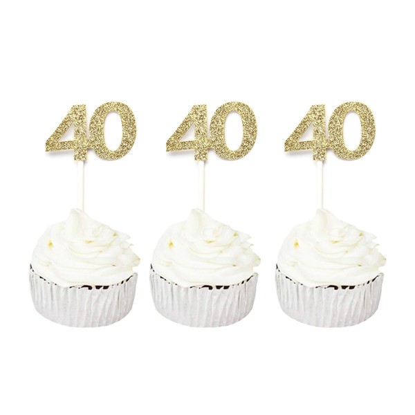 24 PCS 40th Cupcake Toppers - Anniversary or Birthday Cupcake